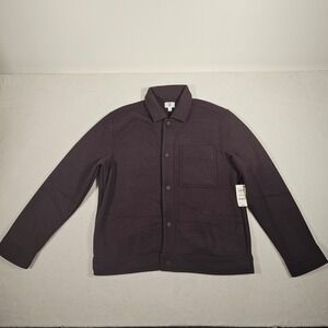 MODE OF ONE Mens Jet Grey Textured Knit Button Up Shirt Jacket Large